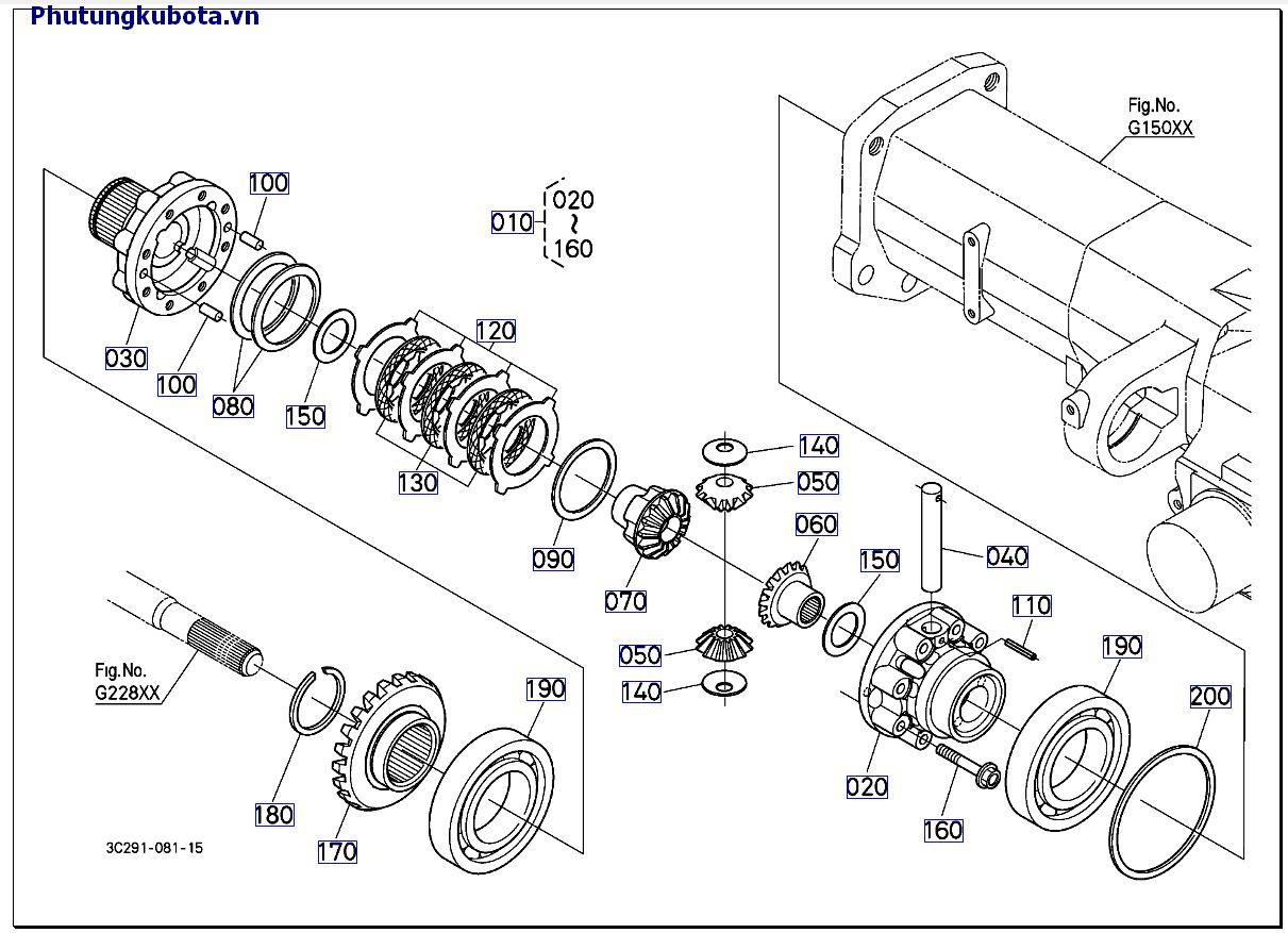 Bộ vi sai cầu trước cũ 50001-66694